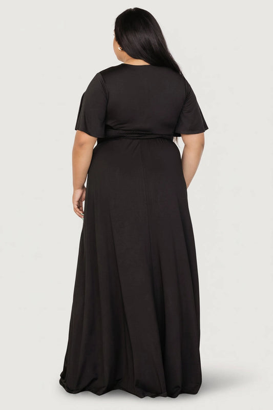back view roselledress black stretch knit formal dress closed back a line wedding maxi dress