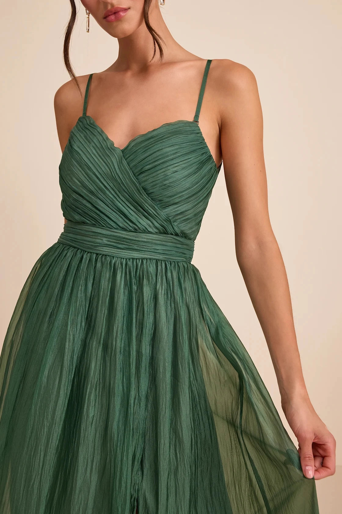 Moss A-Line Sweetheart Spaghetti Plain Back Long Prom Dress