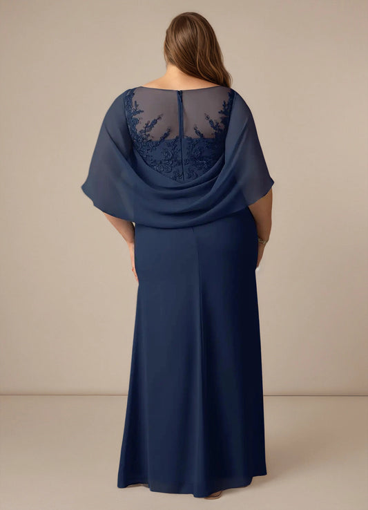 back view roselledress curvy navy chiffon formal dress draped lace back wedding guest gown