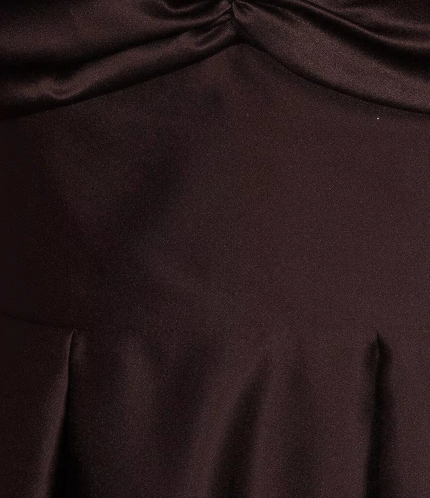 Chic Plus Size A-Line Sweetheart Lace-Up Short Brown Satin Homecoming Dress