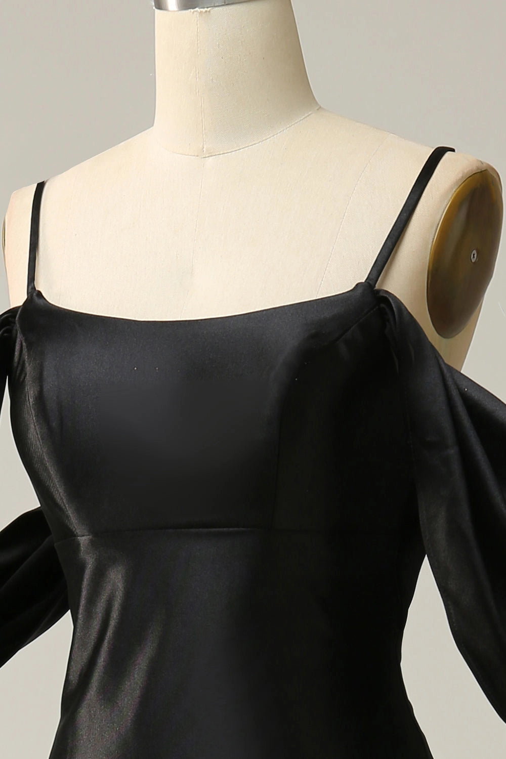 RoselleDress Black Satin Square Neck Cross Back Mermaid Prom Gown