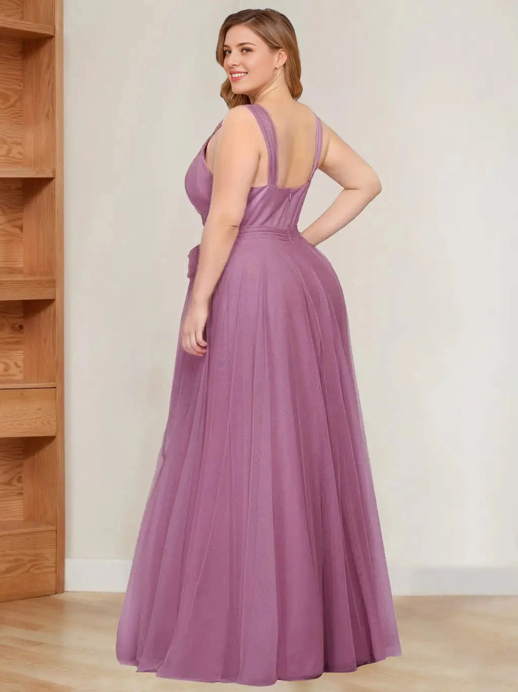 roselledress mauve tulle spaghetti strap u back formal mother of bride gown