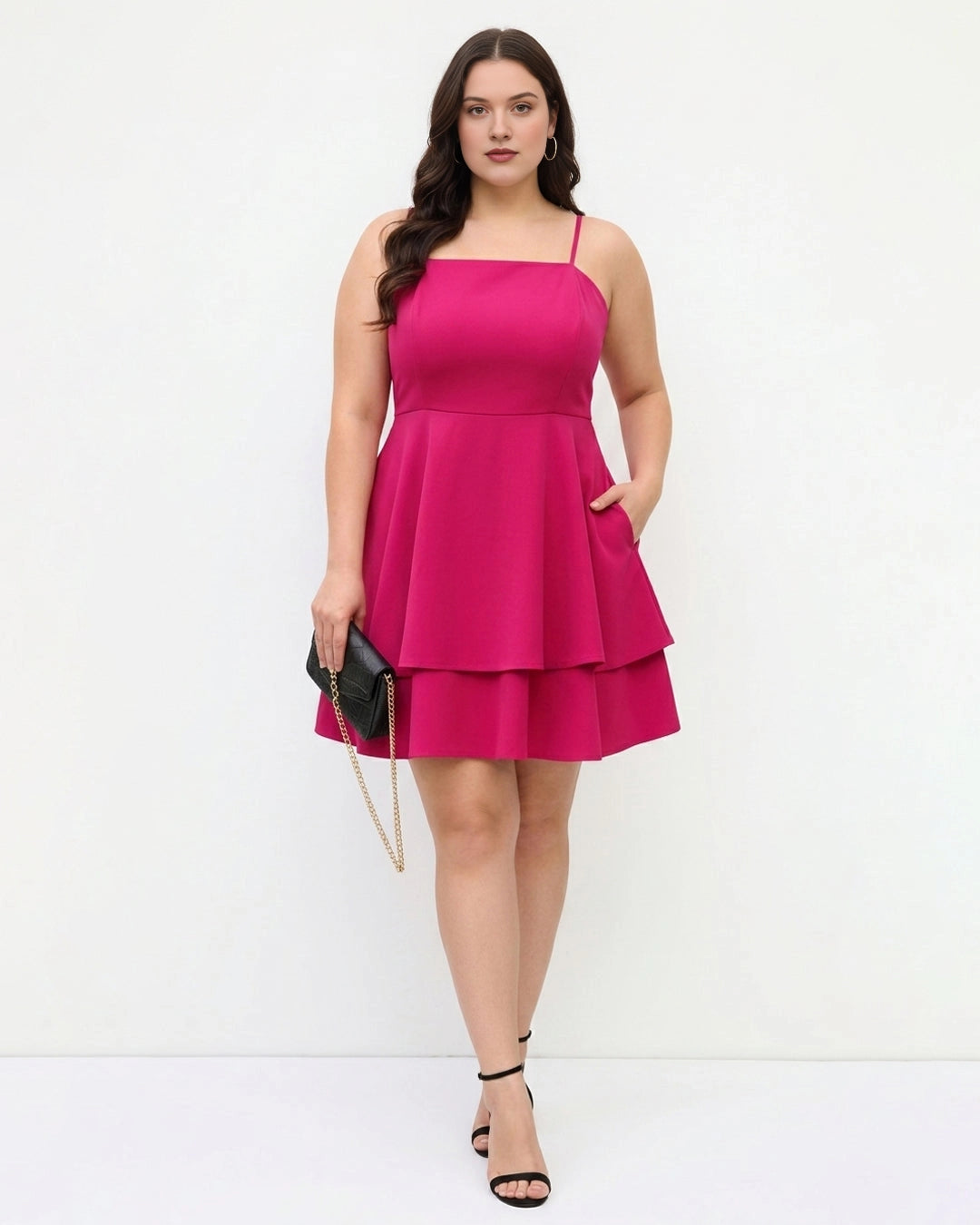 Chic Plus Size A-Line Square Neck Bow-Back Short Homecoming Dress