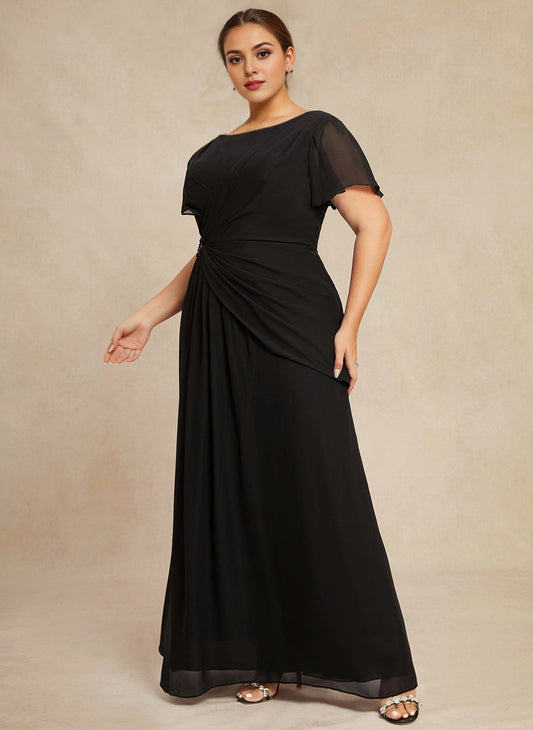 back view roselledress curvy black chiffon maxi dress zipper back modest wedding guest dress