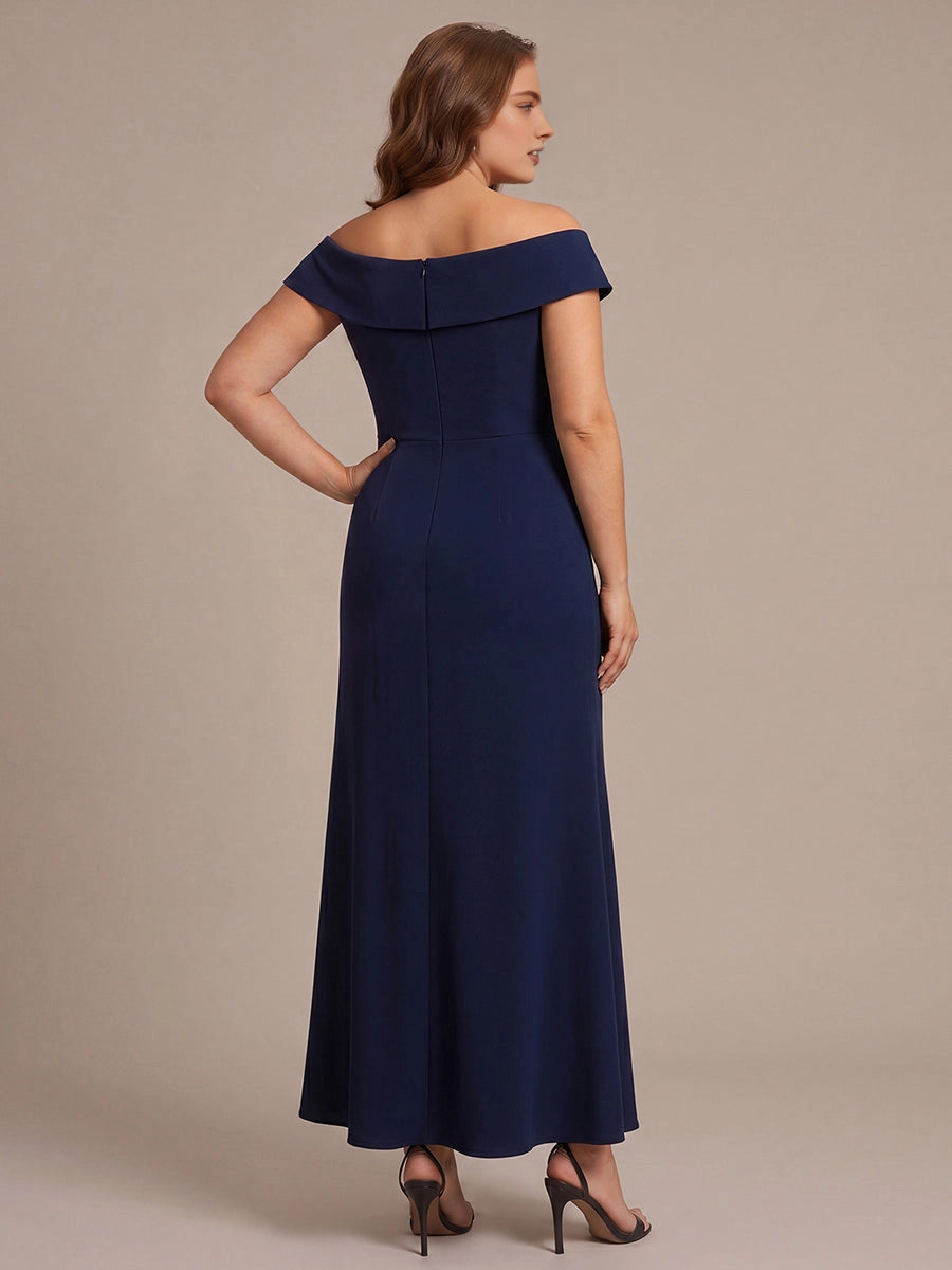 RoselledressTeal Green Plus Size Elegant Off‑Shoulder Ruffle Sleeve Mermaid Maxi Mother of the Bride Dress