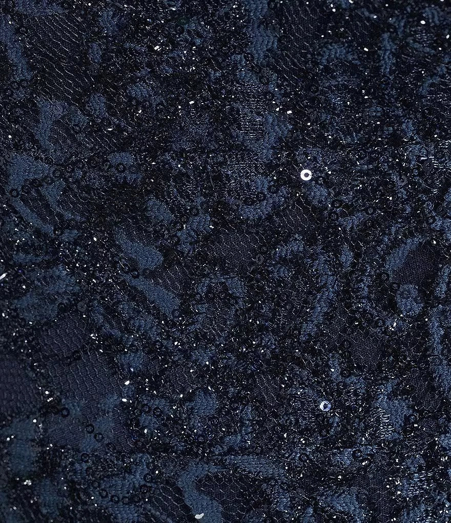 Sparkly Plus Size A-Line Square Neck Short Navy Sequin Homecoming Dress