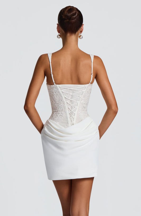 Lace Corset Sweetheart Sleeveless LaceUpBack Mini Bridal Dress