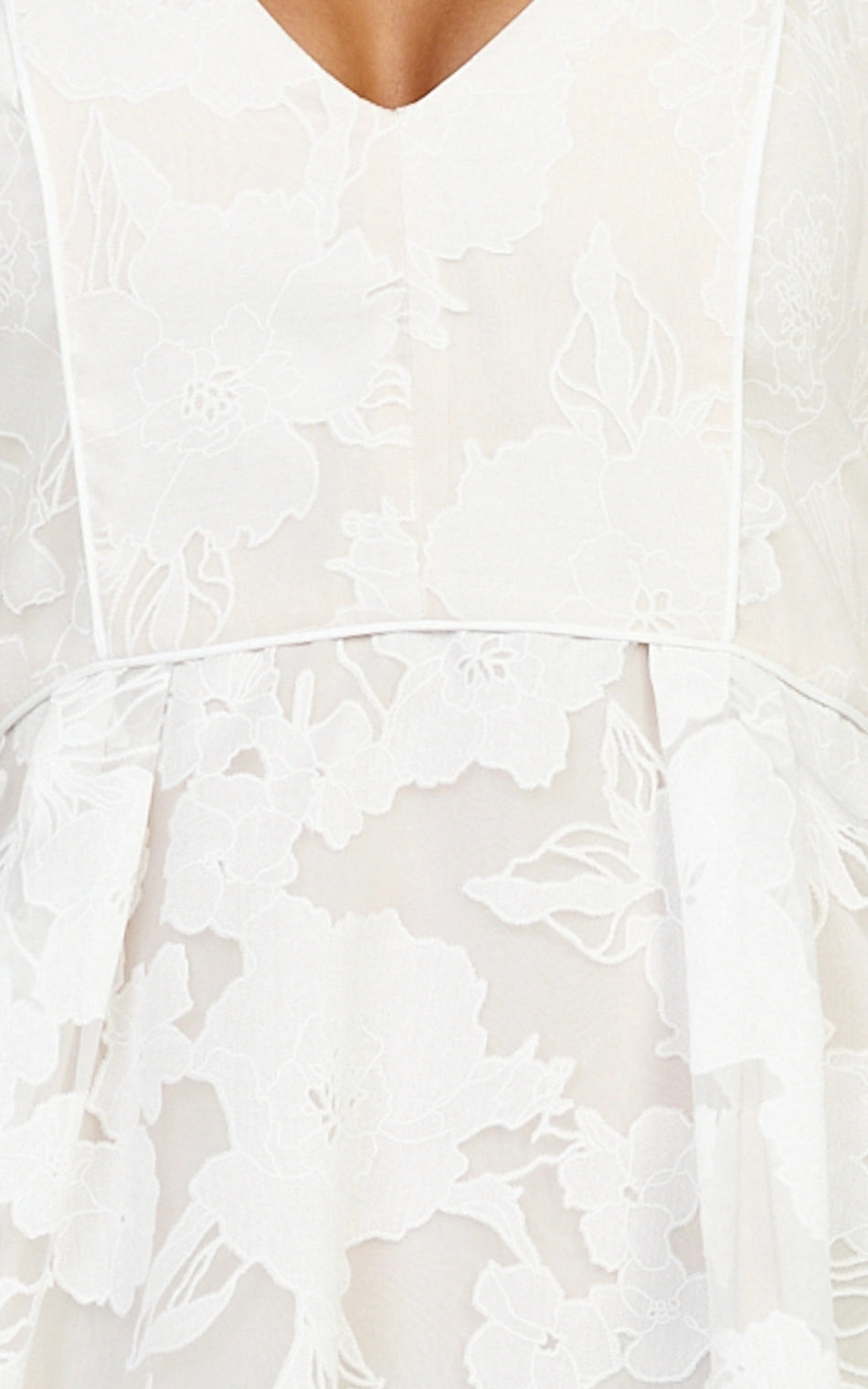 Romantic A-Line Spaghetti Strap V Neck Plain Back Floral Midi Plus Size White Wedding Guest Dress