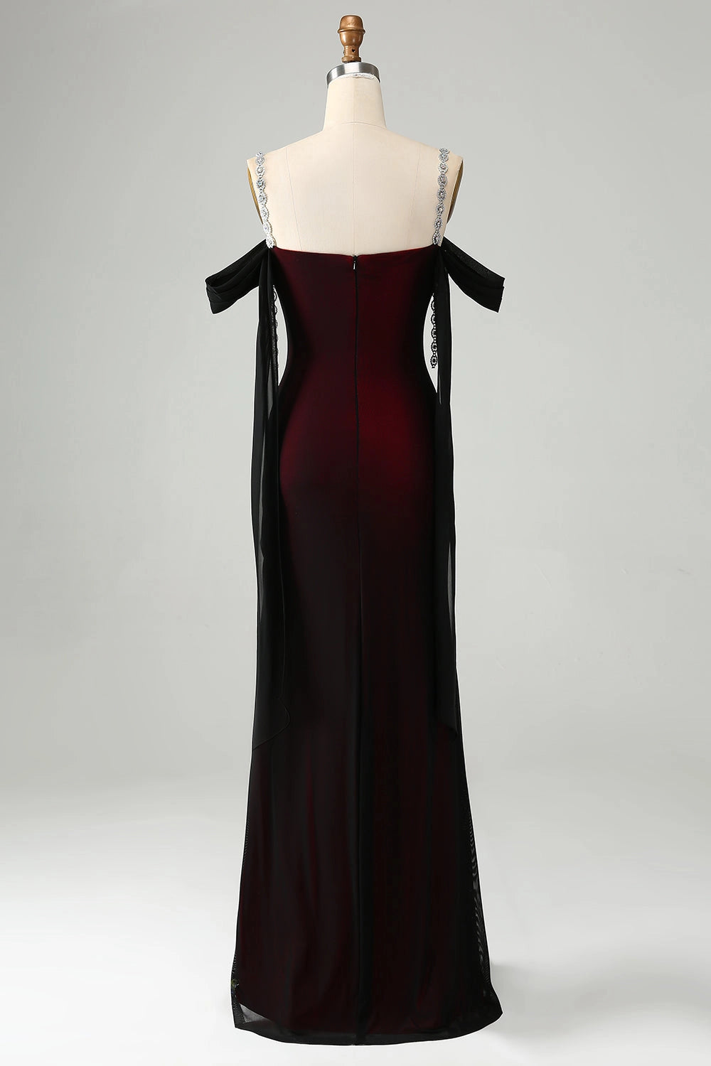 Plus Size Elegant Sheath Cowl Neck Off Shoulder Zipper Back Long Wedding Guest Dress
