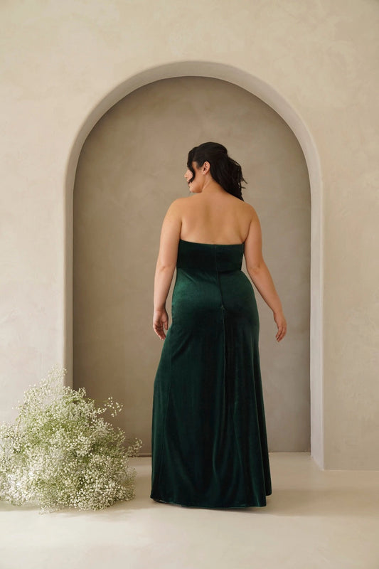 Elegant Plus Size Sheath Strapless Sleeveless Zipper Back Floor Length Evening Dress