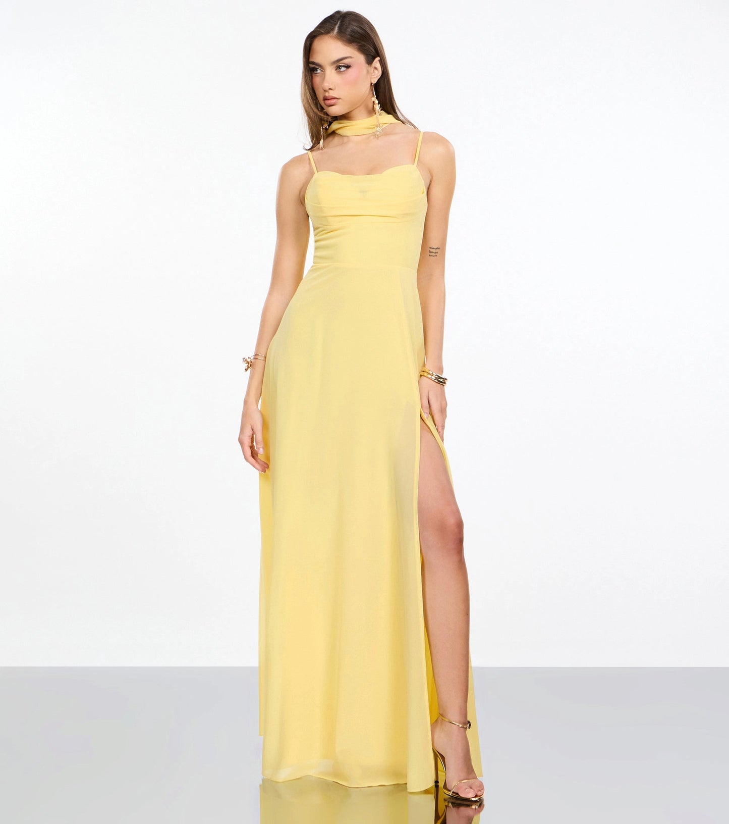 Plum Chiffon A-Line Cowl Sleeveless Lace Up Streamer Back Maxi  Prom Dress