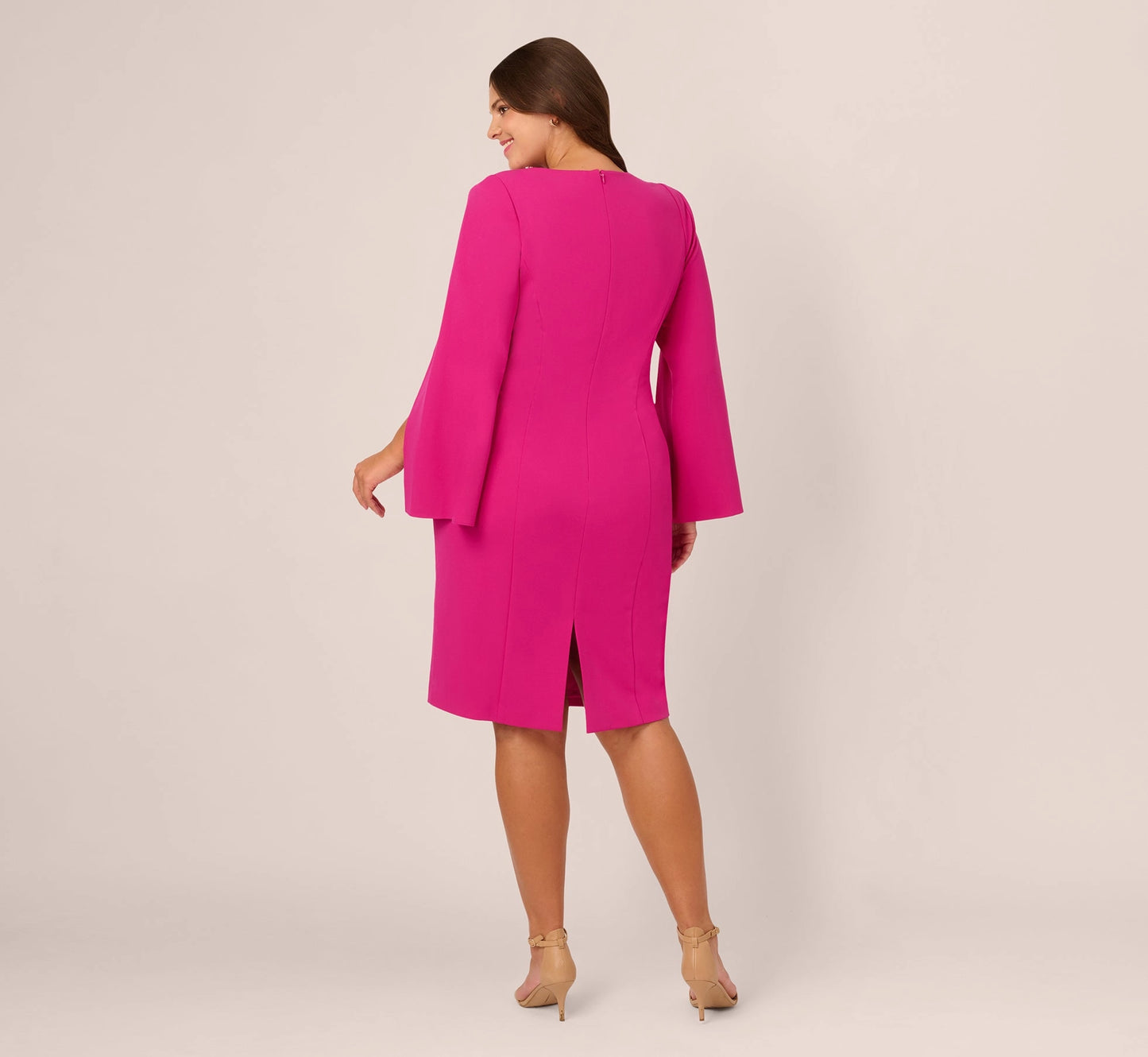 Vibrant Sheath V-Neck Cape-Sleeve Closed-Back Knee-Length Mother of the Bride Dresses