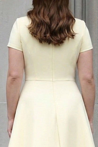 Elegant Plus-Size A-Line Round-Neck Short-Sleeve Closed-Back Mother of the Bride Dress
