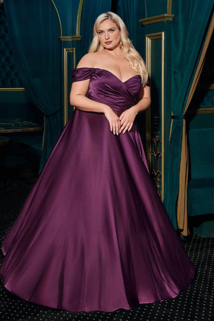 RoselleDress Olive Off Shoulder Wrap Satin Prom Dress