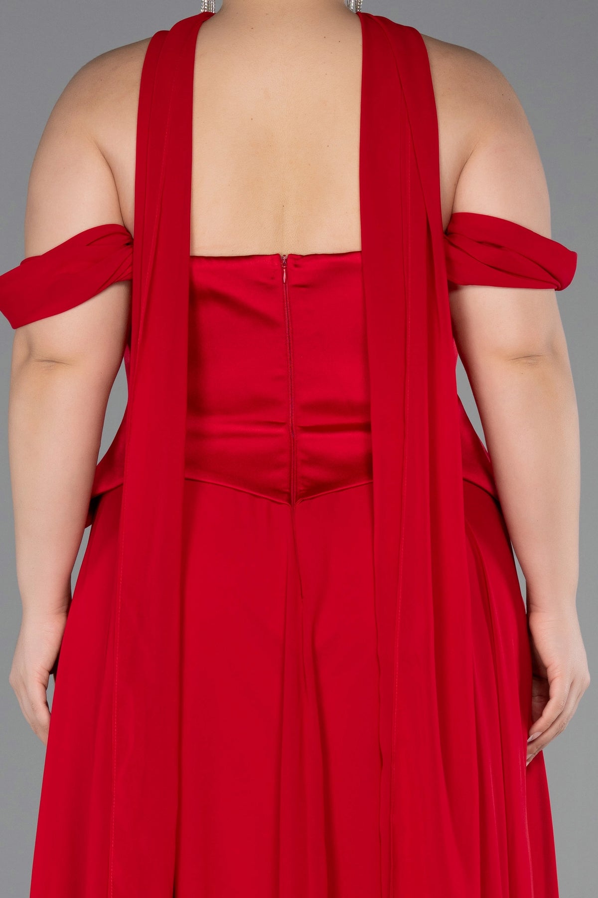 Elegant A-Line Off-Shoulder Short-Sleeve Open-Back Floor-Length Plus Size Wedding Guest Dress