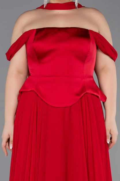 Elegant A-Line Off-Shoulder Short-Sleeve Open-Back Floor-Length Plus Size Wedding Guest Dress
