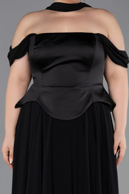 Elegant A-Line Off-Shoulder Short-Sleeve Open-Back Floor-Length Plus Size Wedding Guest Dress