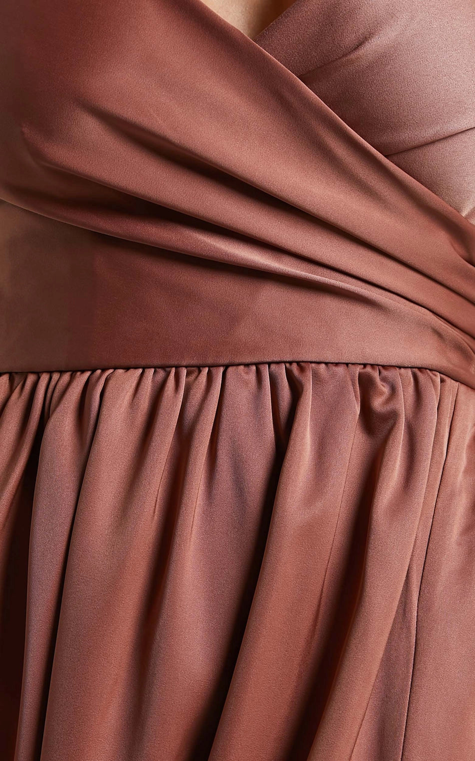 Satin Wrap V Neck Adjustable Strap Tie Back Maxi Plus Size Bridesmaid Dress