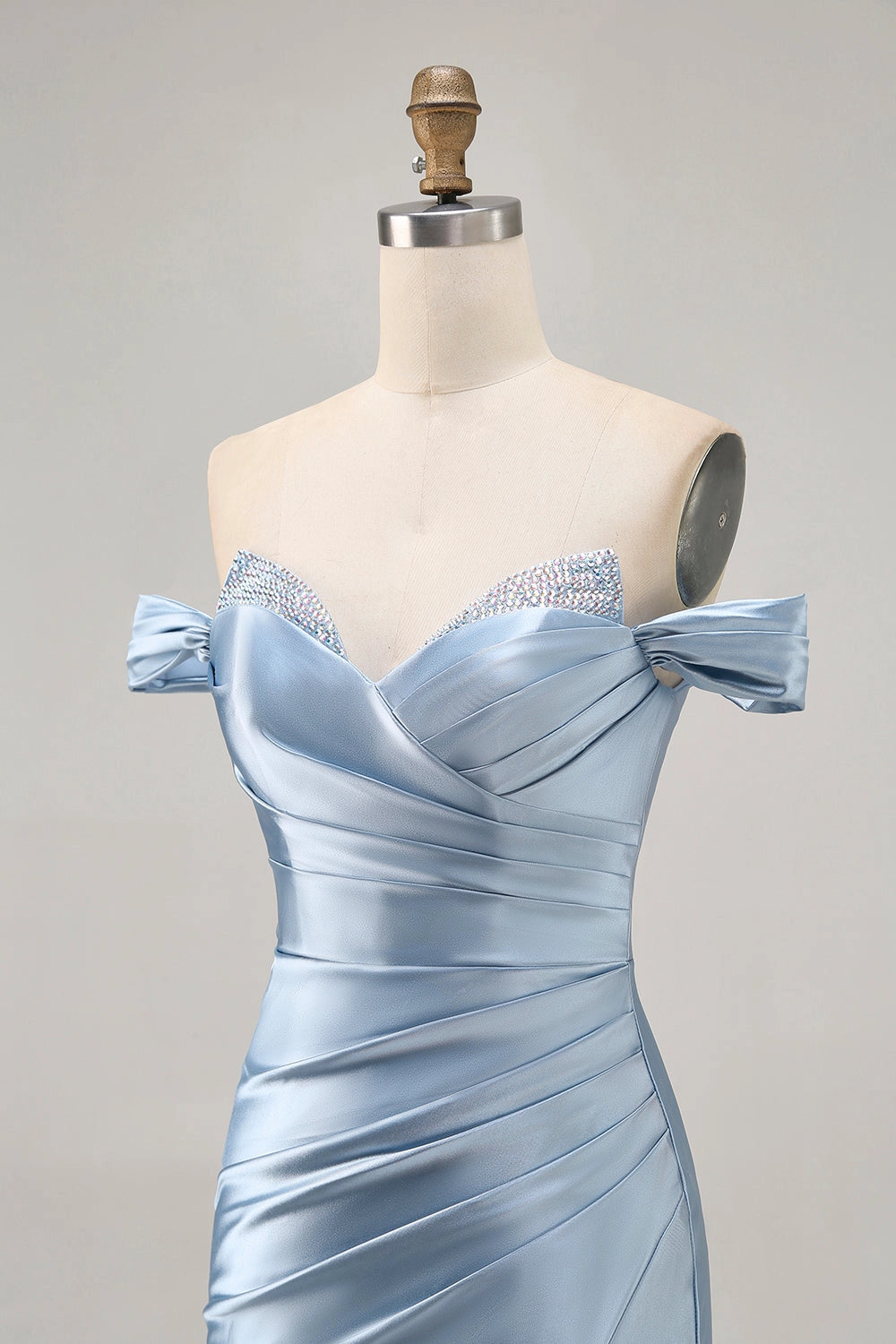 Light Blue Bodycon Sweetheart Off Shoulder Lace Up Back Mini Homecoming Dress