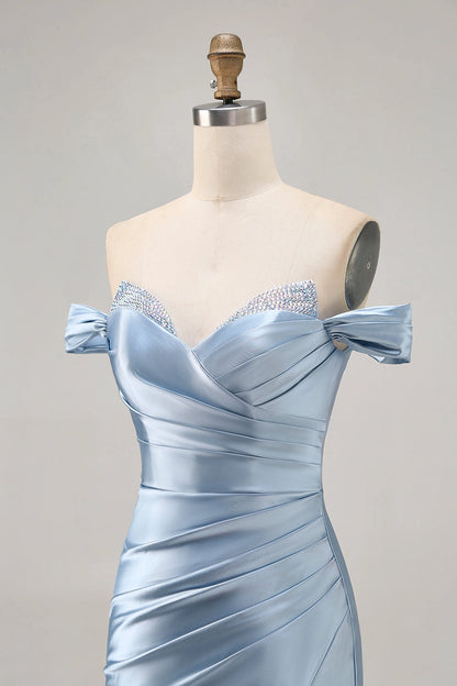 Light Blue Bodycon Sweetheart Off Shoulder Lace Up Back Mini Homecoming Dress