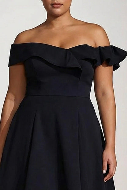 Roselledress Off The Shoulder Ruffle High Low A Line Plus Size Prom Dress