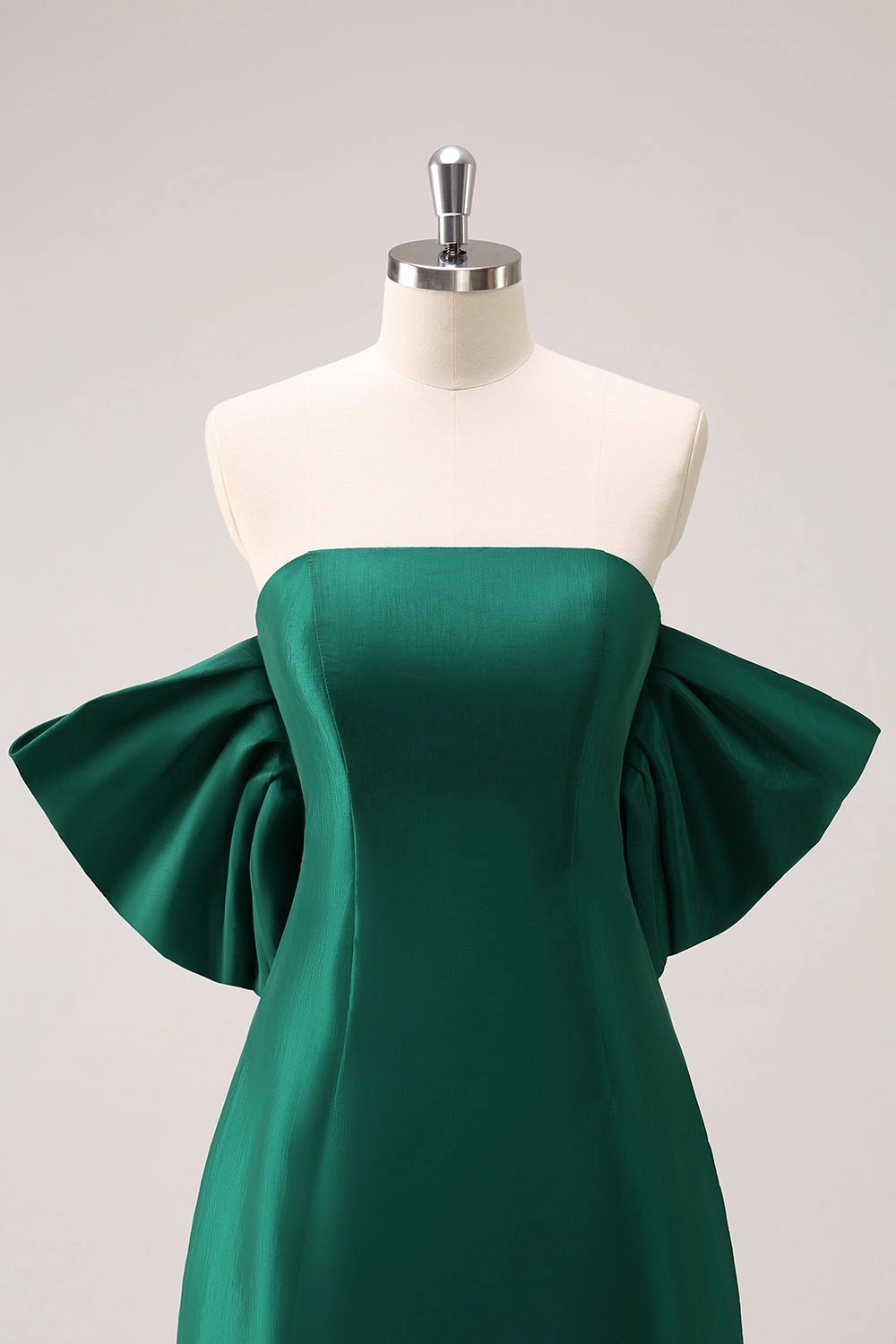 Emerald Green A Line Strapless Off Shoulder Giant Bow Back Mini Homecoming Dress
