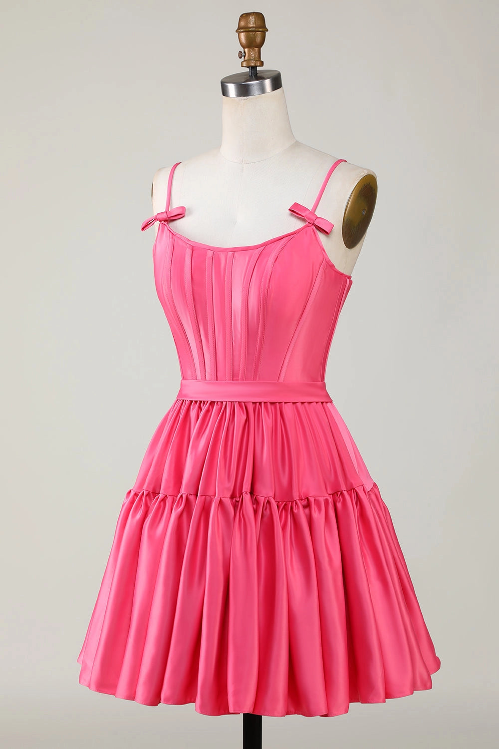 Black A-Line Scoop Spaghetti Strap Lace Up Back Mini Homecoming Dress