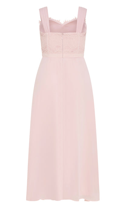 Dusty Rose Lace Chiffon Maxi Plus Size Wedding Guest Dress