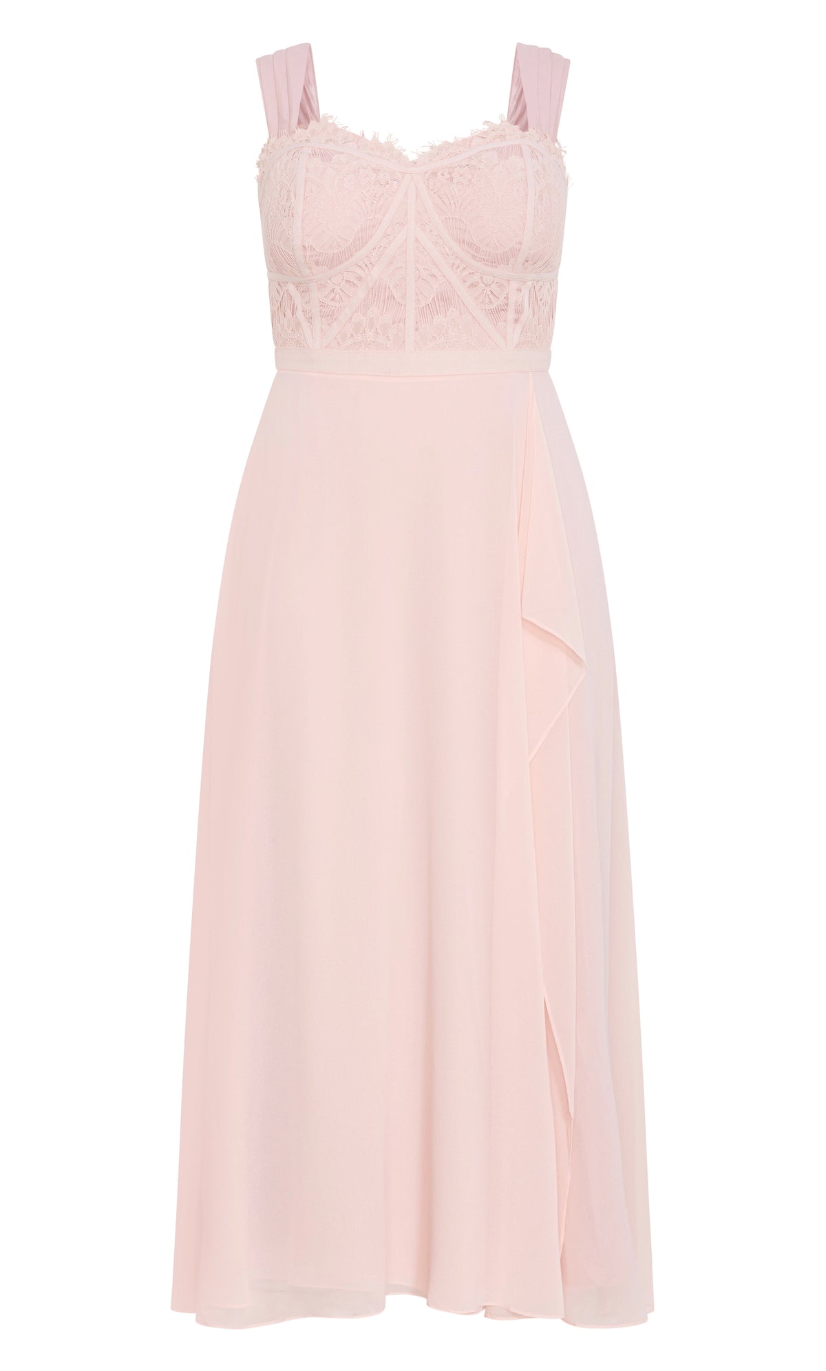 Dusty Rose Lace Chiffon Maxi Plus Size Wedding Guest Dress