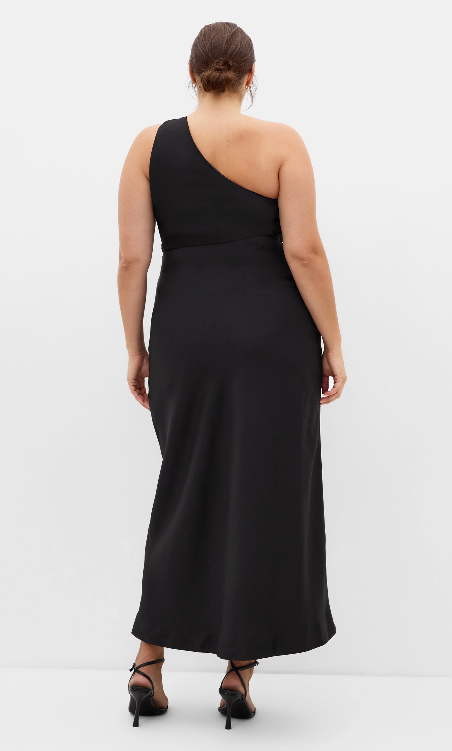 Cobalt Blue One‑Shoulder Hardware Wrap Maxi Plus Size Wedding Guest Dress