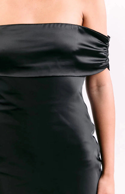 Black Mermaid Off Shoulder Tube Tie Back Long Prom Dress