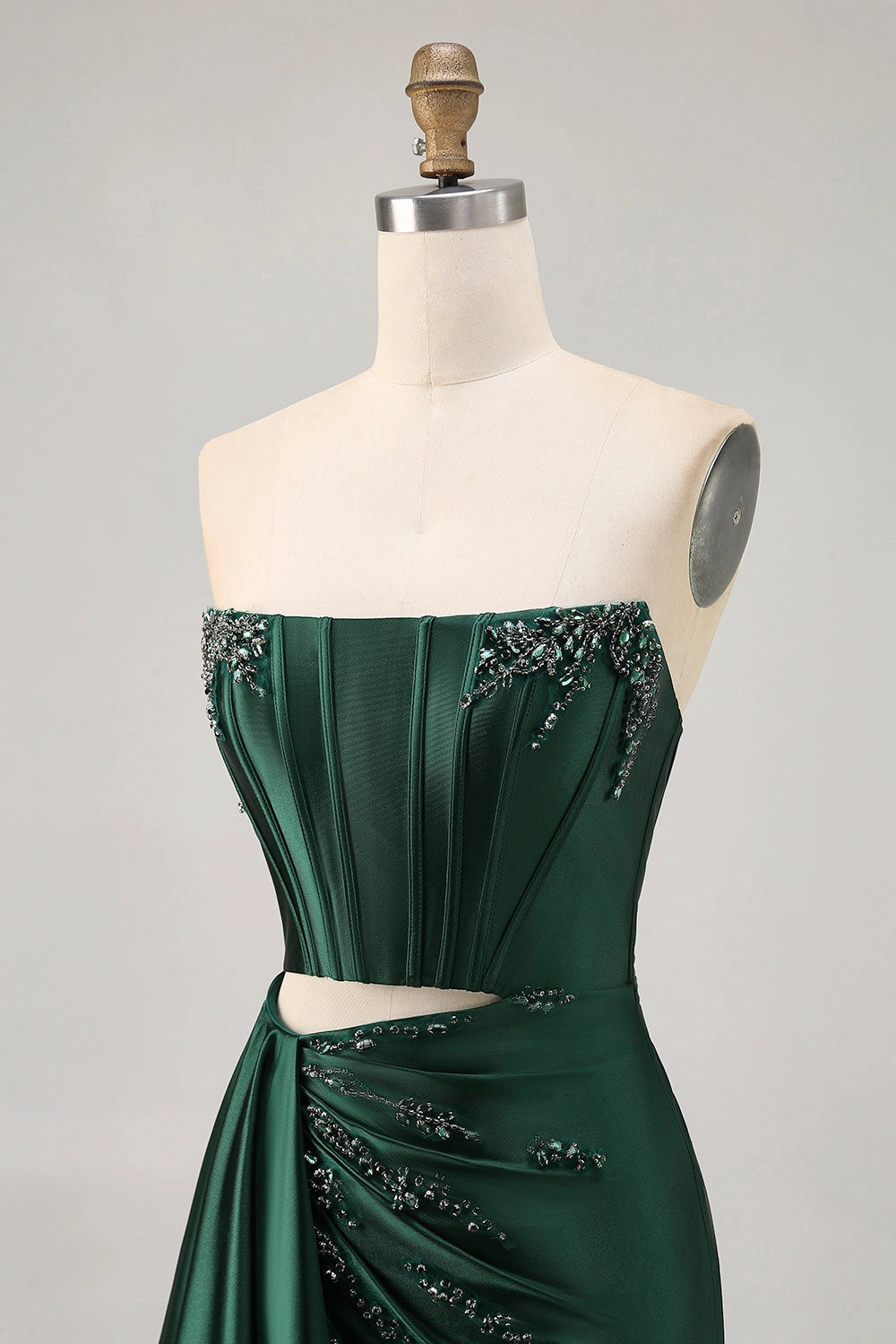 Emerald Green Sheath Strapless Tube Plain Back Cutout Mini Homecoming Dress