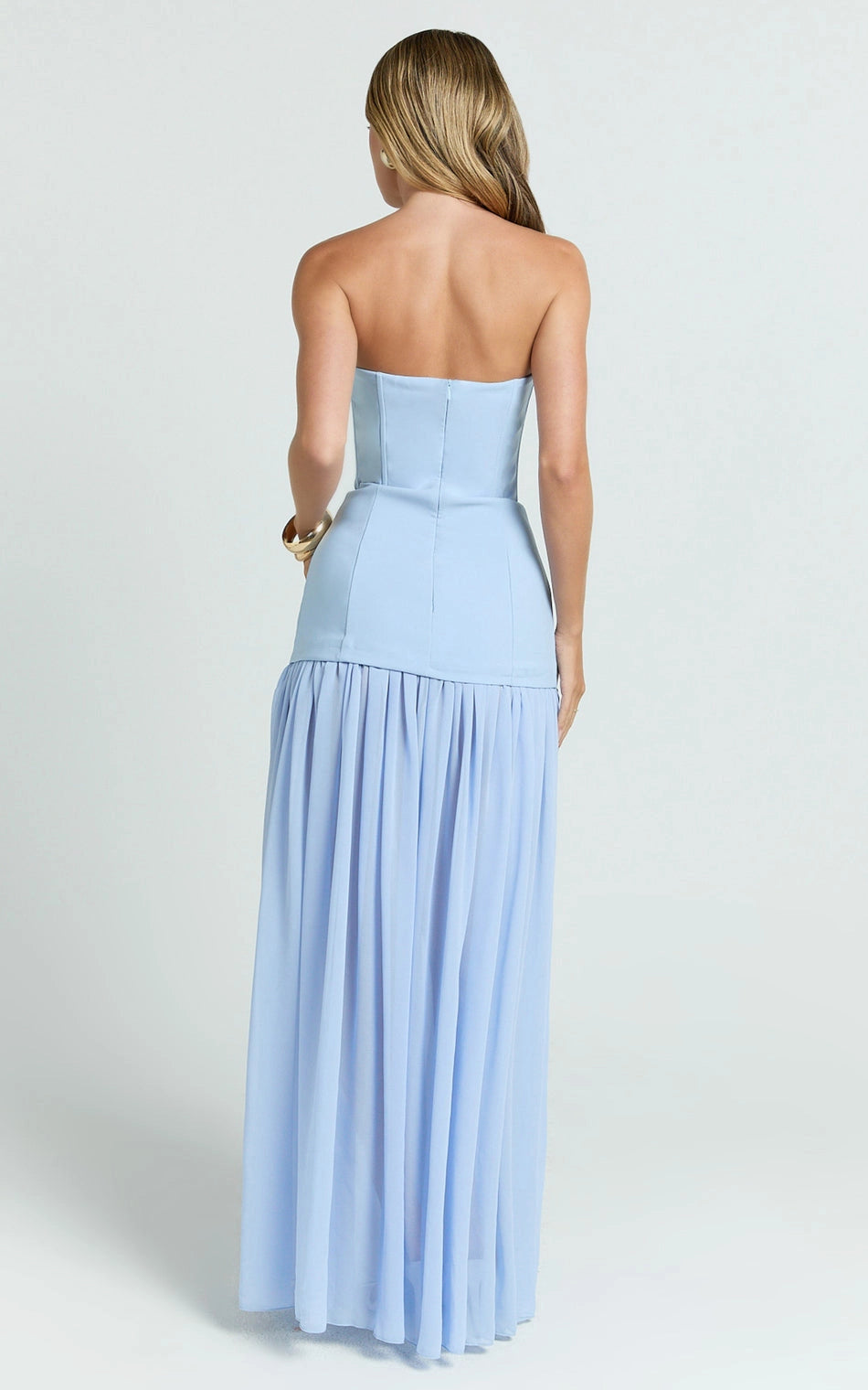 Strapless Chiffon Split Skirt Bodycon Plus Size Wedding Guest Dress