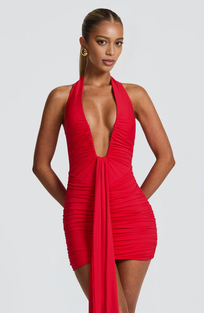 Sparkly Bodycon Halter Sleeveless Tie Back Mini Homecoming Dress