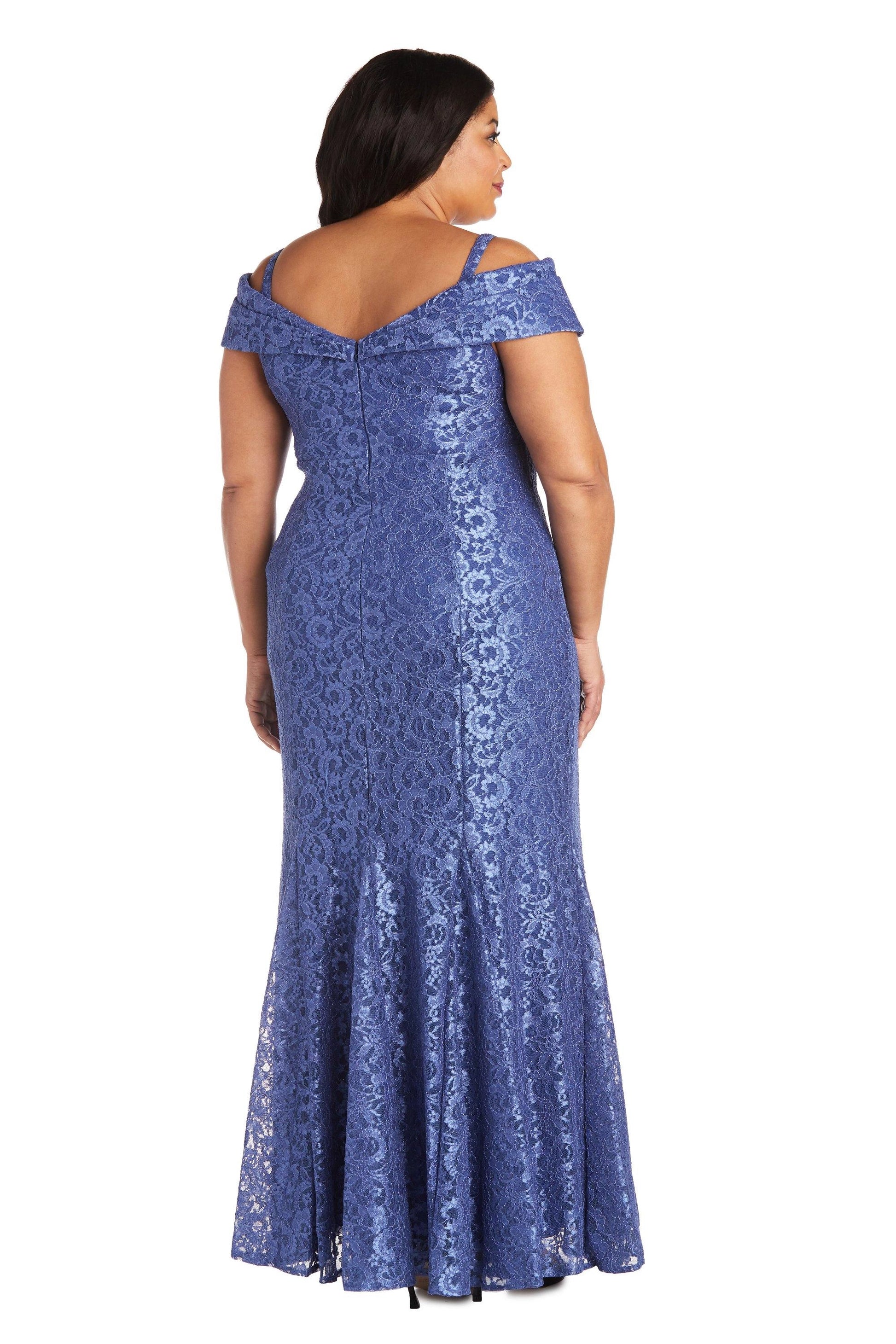 roselledress curve blue lace cold shoulder zip back floor length formal evening dress