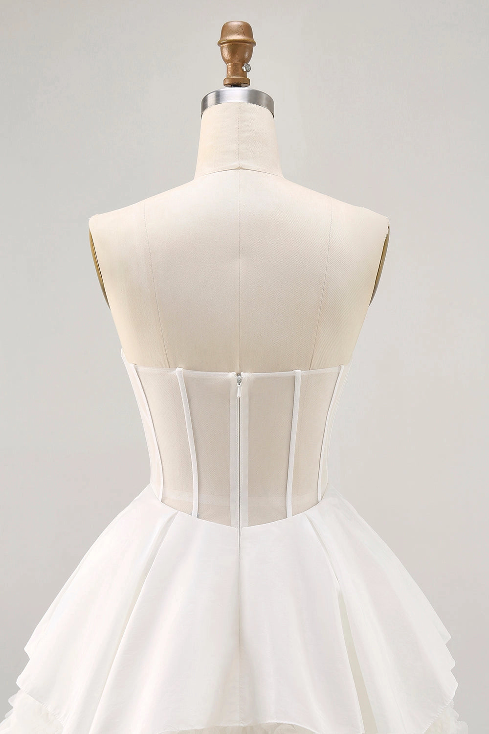 White A-Line Sweetheart Strapless Sheer Back Mini Homecoming Dress