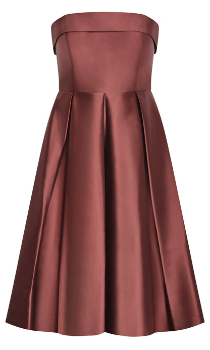 Structured Fit‑and‑Flare Strapless Zip‑Back Midi Plus Size Wedding Guest Dress