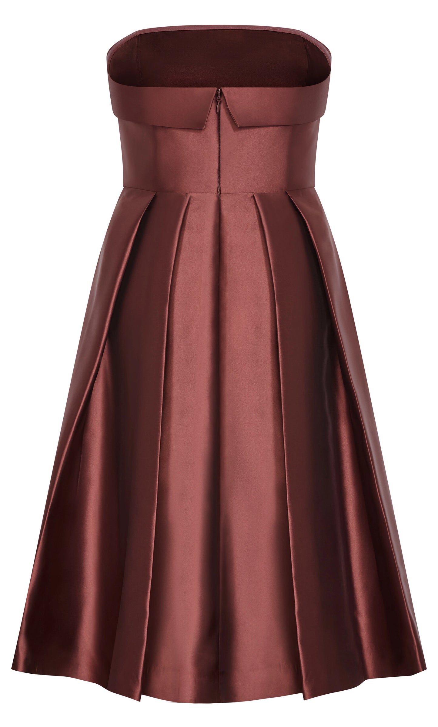 Structured Fit‑and‑Flare Strapless Zip‑Back Midi Plus Size Wedding Guest Dress
