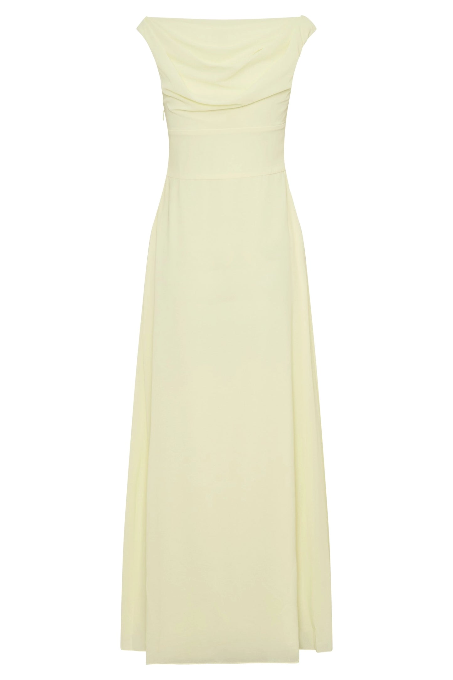 Pale Yellow Chiffon Off‑the‑Shoulder V‑Neck Maxi Plus Size Wedding Guest Dress