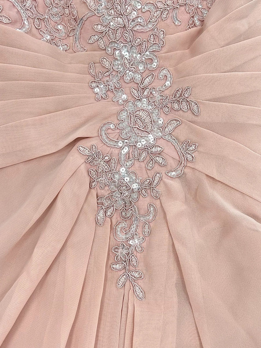 Ruched A-Line Bateau-Neck Cape-Sleeve Keyhole-Back Floor-Length plus size Mother Of Bride Dress