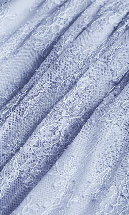 Dusty Blue Lace Spaghetti Strap Midi Plus Size Wedding Guest Dress