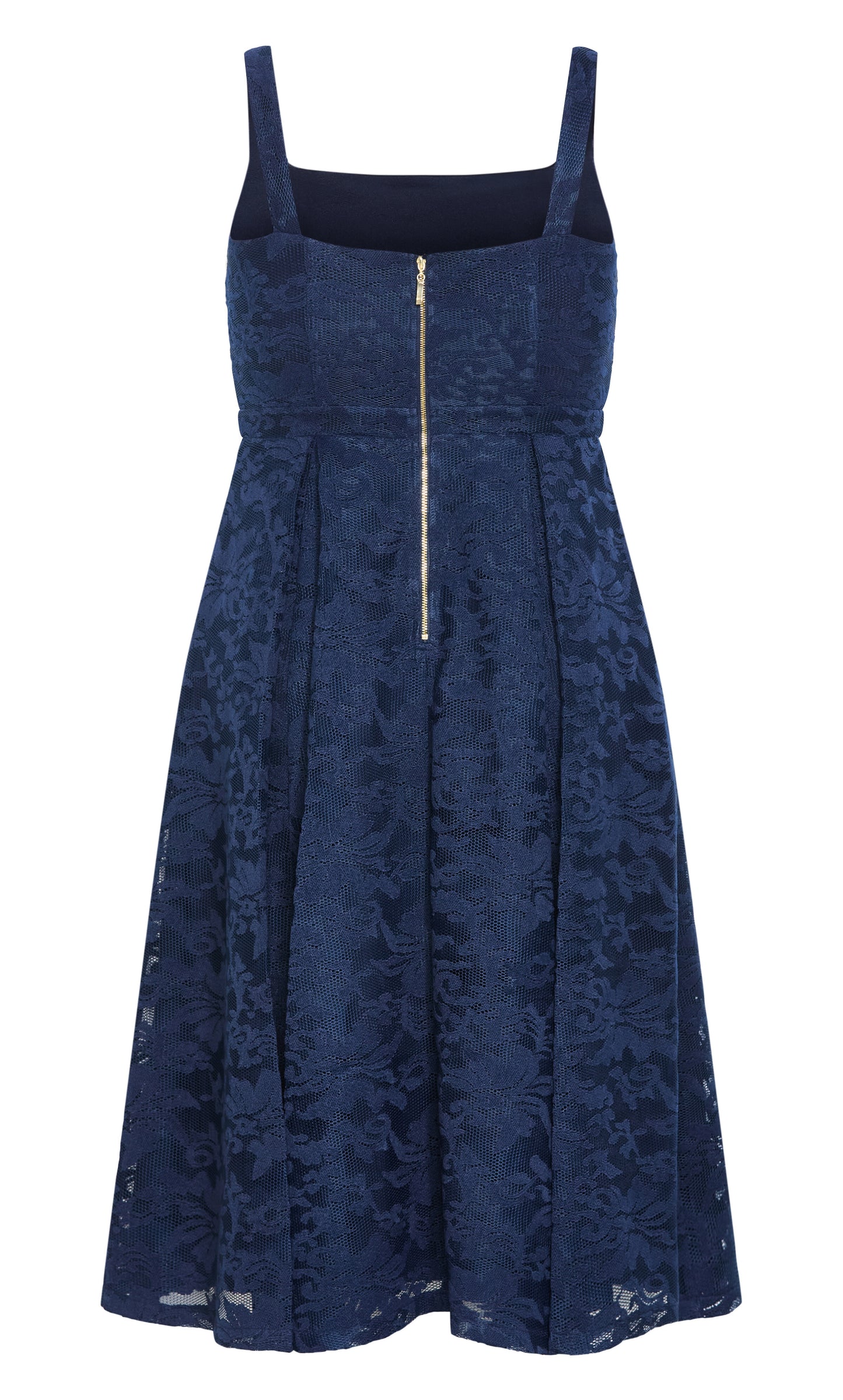 Elegant Fit‑and‑Flare Square‑Neck Sleeveless Zip‑Back Midi Plus Size Wedding Guest Dress