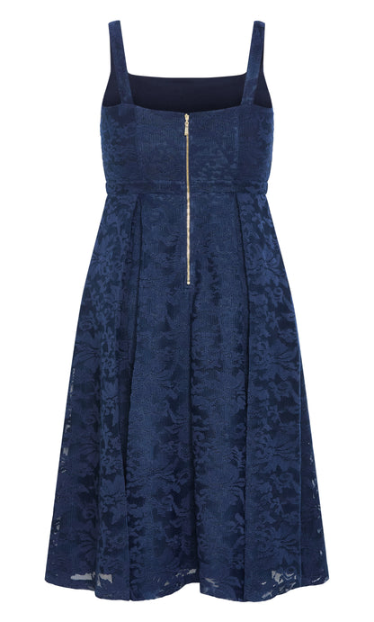 Elegant Fit‑and‑Flare Square‑Neck Sleeveless Zip‑Back Midi Plus Size Wedding Guest Dress