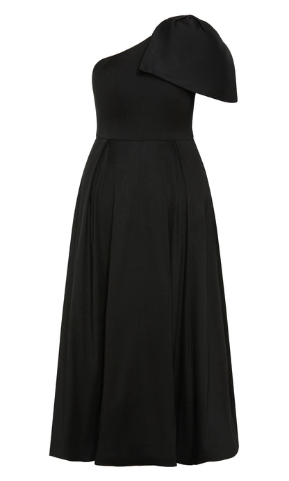 Burgundy One‑Shoulder Bow High‑Low A‑Line Plus Size Wedding Guest Dress
