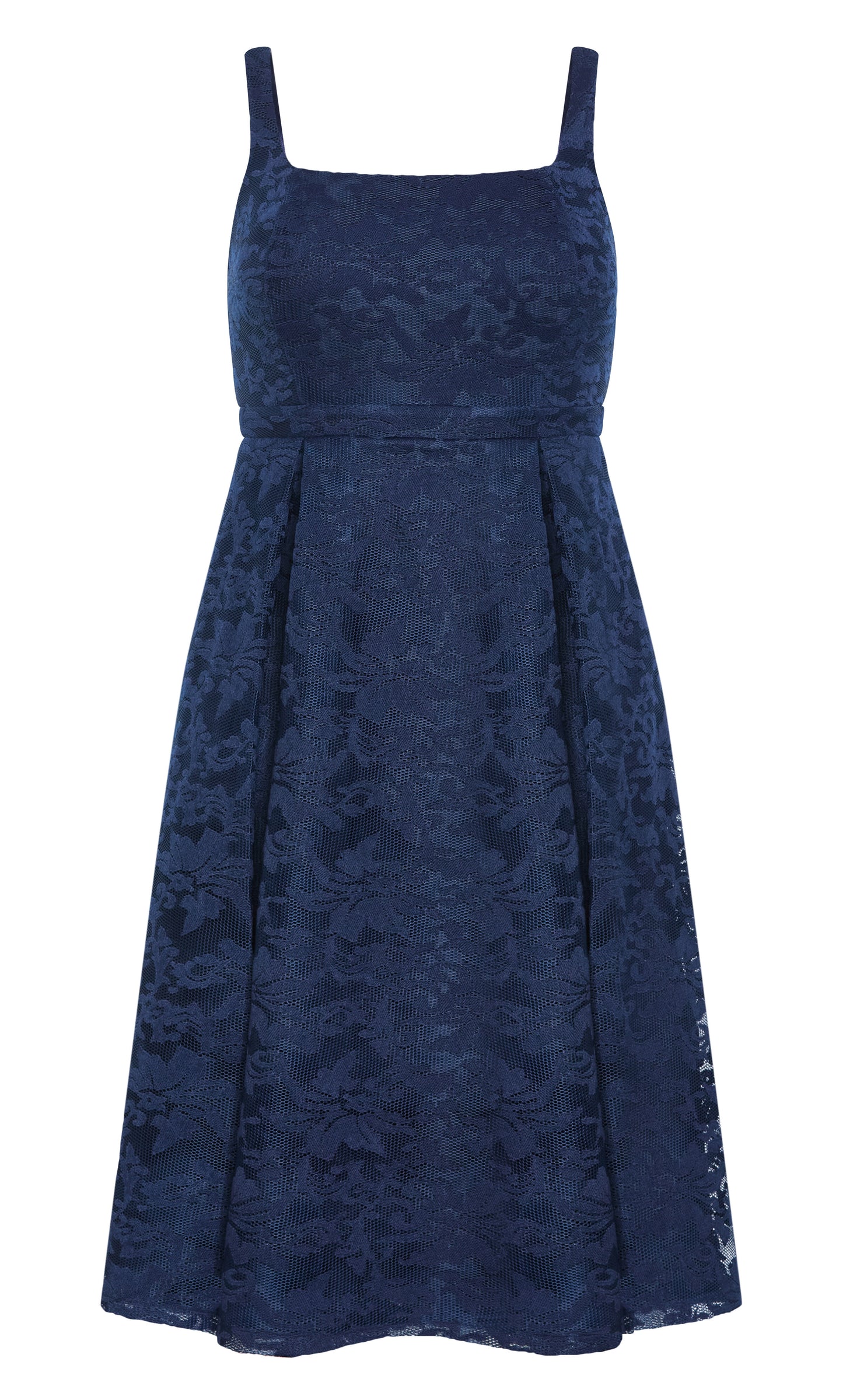 Elegant Fit‑and‑Flare Square‑Neck Sleeveless Zip‑Back Midi Plus Size Wedding Guest Dress