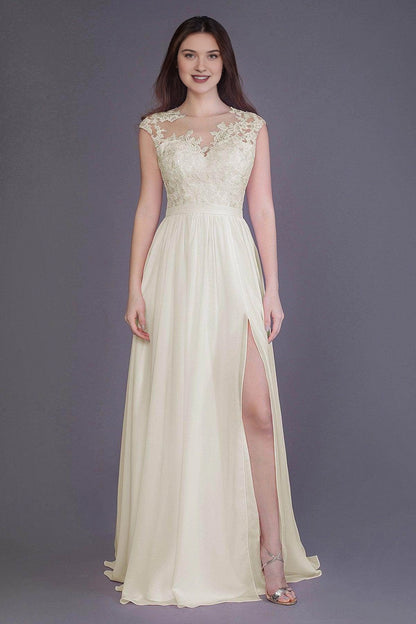 Plus Size Romantic Lace Chiffon A-Line Illusion-Neck Sleeveless Illusion-Back Floor-Length Bridesmaid Dress