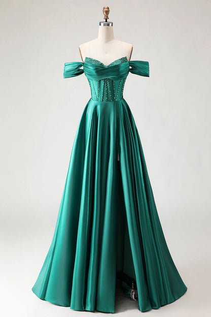 Lavender Plus Size A-Line Off Shoulder Lace Up Back Long Prom Dress