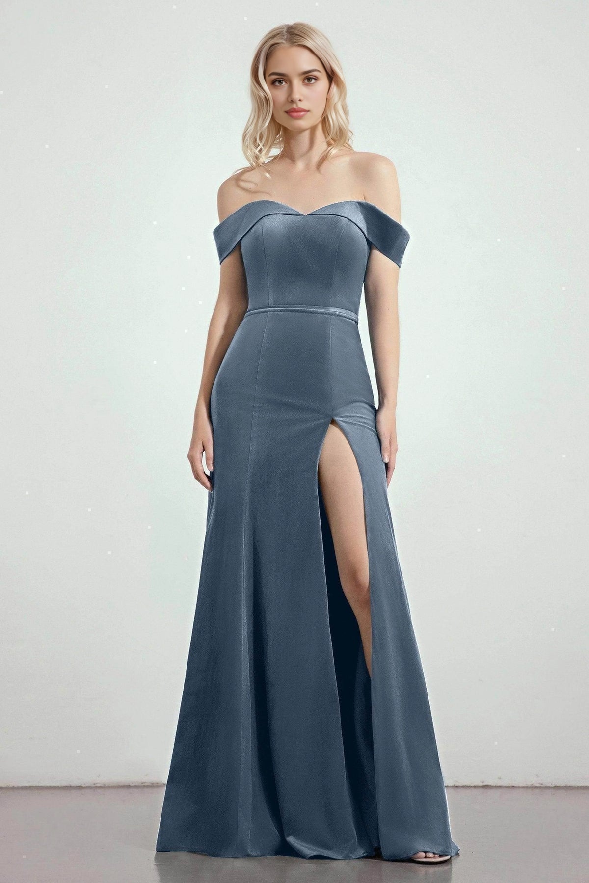 Elegant Plus Size Mermaid Sweetheart Off Shoulder V Back Long Bridesmaid Dress