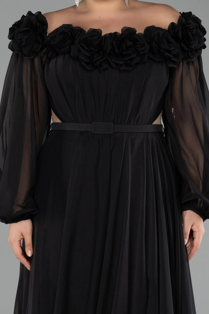 Elegant A-Line Square-Neck Sheer-Sleeve Zipper-Back Floor-Length Plus Size Wedding Guest Dress
