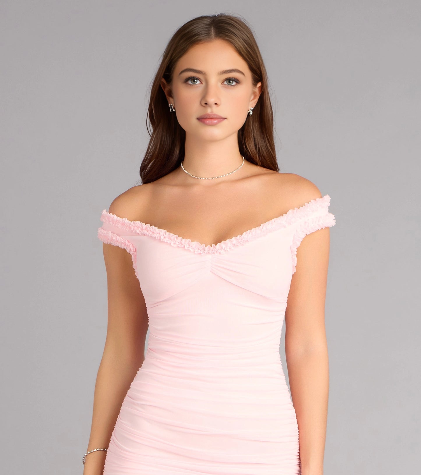 Black Mermaid Off Shoulder Short Sleeve Open Back Floor-Length Prom Dress